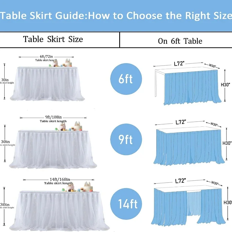 Sheer Table Skirt 3-Ply with LED Lights Gold Edge Wedding Party Cake Table Decoration