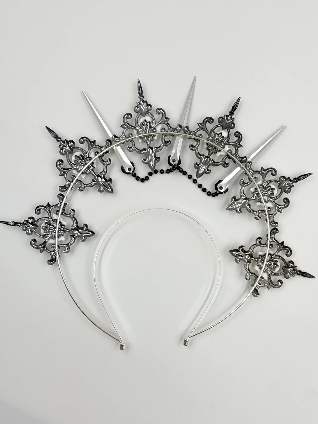 Gothic Lolita Faux Pearl Tiara, Halo Crown, Mary Goddess Stirnband, Cosplay Kostüm, Kopfbedeckung – Detail 16