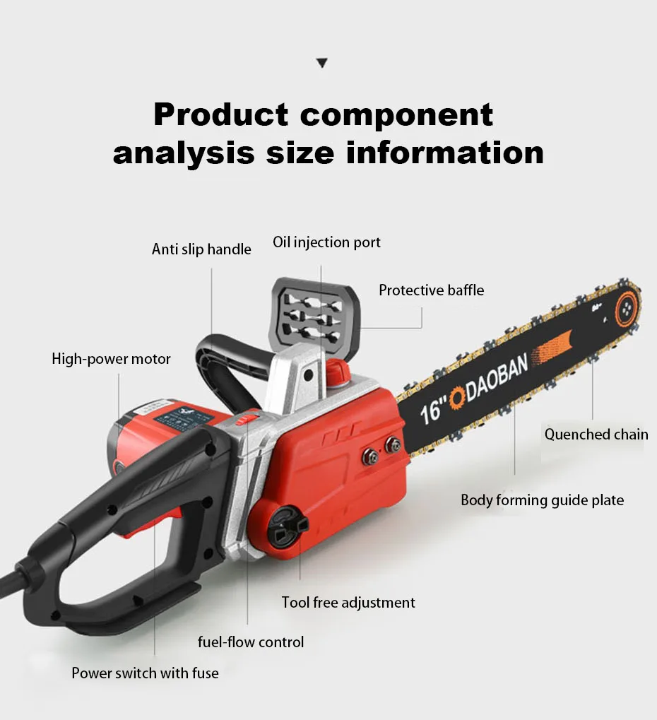 Handheld Electric Chain Saw Felling Saw Mini Chain Saw Tree Saw Powerful Electri