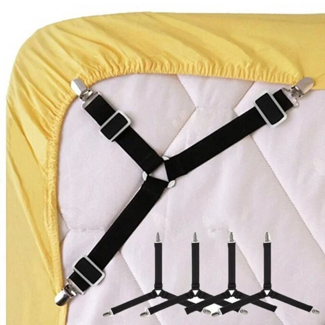 Attaches de drap de lit, Gadgets pour organisateur de draps de lit, Clip de couverture de matelas pour la maison, sangles élastiques réglables, 4 pièces/ensemble 1