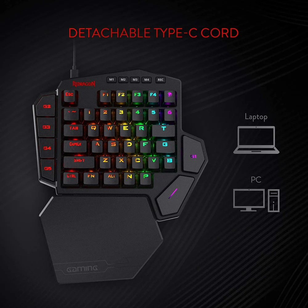 Teclado para Jogos Retroiluminado Rgb de Uma só Mão Teclado Portátil do Jogo Teclado Mecânico para Ps3 Ps4 Switch Laptop pc Gamer 42 Chaves - Imagem 4