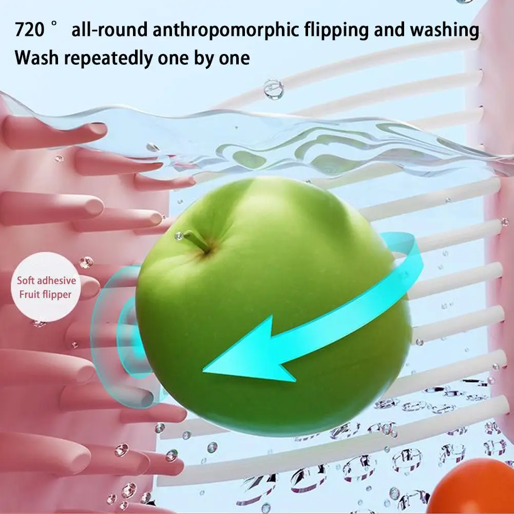 Fruit Vegetable Washing Machine Fruit Washing Spinner Device Vegetable Cleaner Device with Spin Scrubber Brush for Home Kitchen vegetable washer