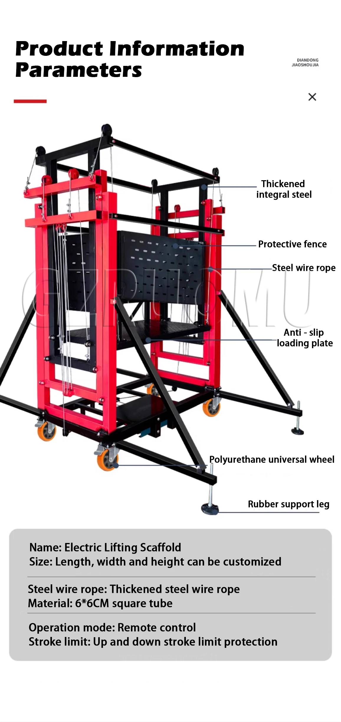 Customized 3M Electric Scaffolding Mobile Lifting Platform Indoor and Outdoor De