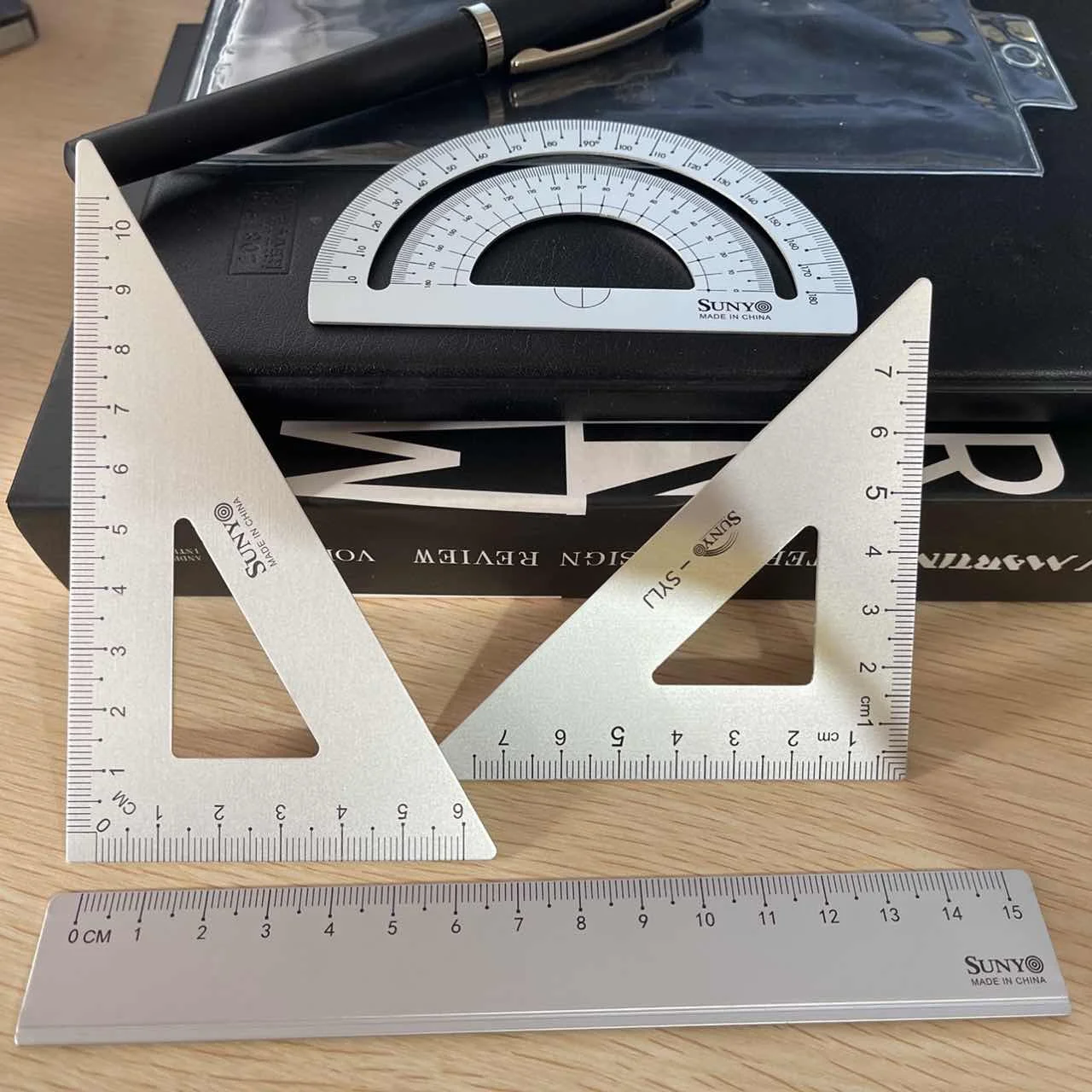 Measuring Tools 4 in 1 Metal Ruler Aluminum Alloy Angle Ruler Protractor Triangle Multifunctional Set Square Goniometer