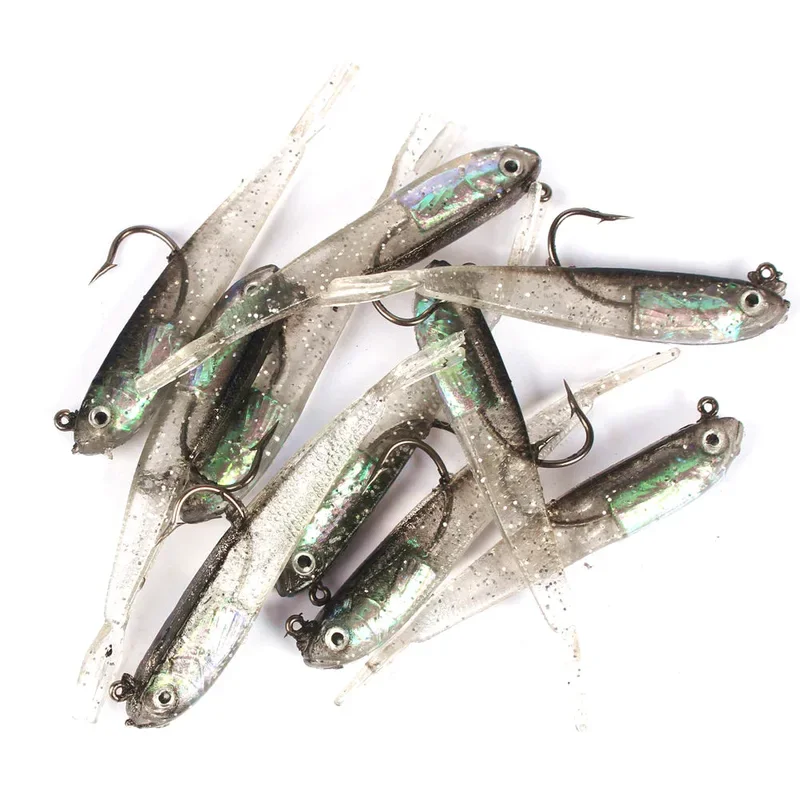5-teiliges Set aus weichem Köder, 7,5 cm Kunstköder, cooler Angelhaken, Schwingvorrichtung, künstliche Angelausrüstung