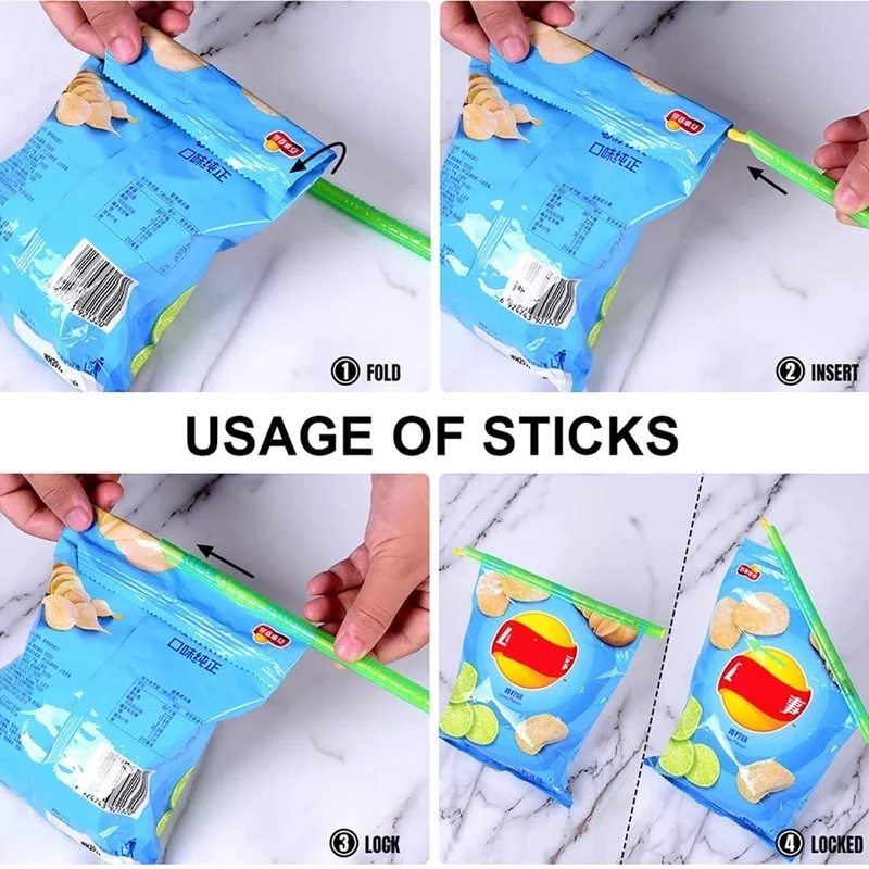 5/8Pcs Seal Lock Sticks Food Sealed Organizer Storage Bag Clip Food Seal Stick Plastic Home Kitchen Gadgets Reusable 4