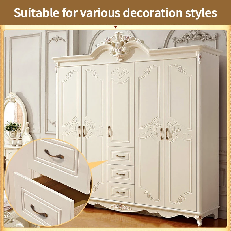 CXHIIA 유럽 레트로 황동 캐비닛 문 손잡이 가구, 아연 합금, 갈색 골동품 손잡이, 갈색 단일 구멍, 구식 손잡이