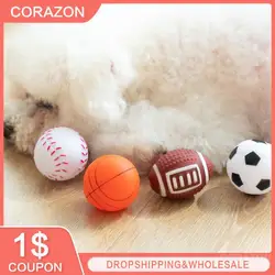 Pet Dog Squeak Toys Rubber Ball For Dogs Resistance Bite Dog Chew Toys Puppy Toy Pet Training Products Basketball Football Rugby