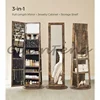 360° Swivel Jewelry Cabinet, Lockable Jewelry Organizer with Full-Length Mirror, Rear Storage Shelves, Jewelry Armoire 3