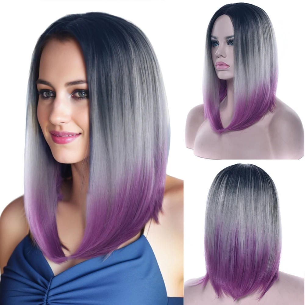 Ombre Schwarz Grau Kurze Haare