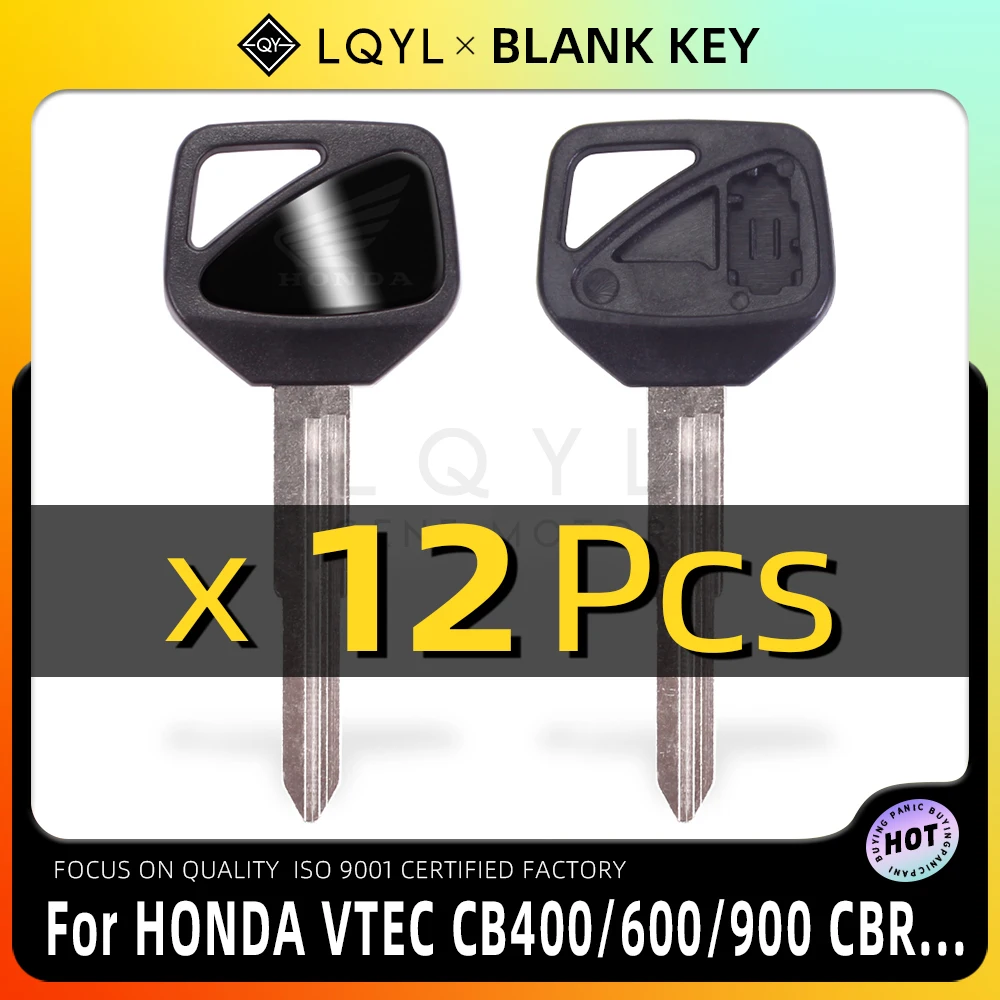 12Pcs Blank Key Motorcycle Replace Uncut Keys For Honda CBR600RR F5 CB400 VTEC 1 2 3 4 Th CB1300 Hornet 600 CBR 900 929 954 1000