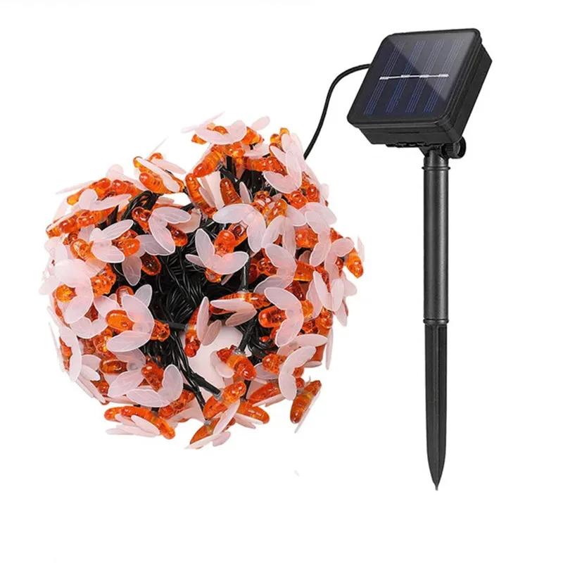 

Garden Fence and Patio Christmas Garland Lights with 20 or 50 Solar-Powered Cute Honey Bee LED Fairy String Lights Outdoors