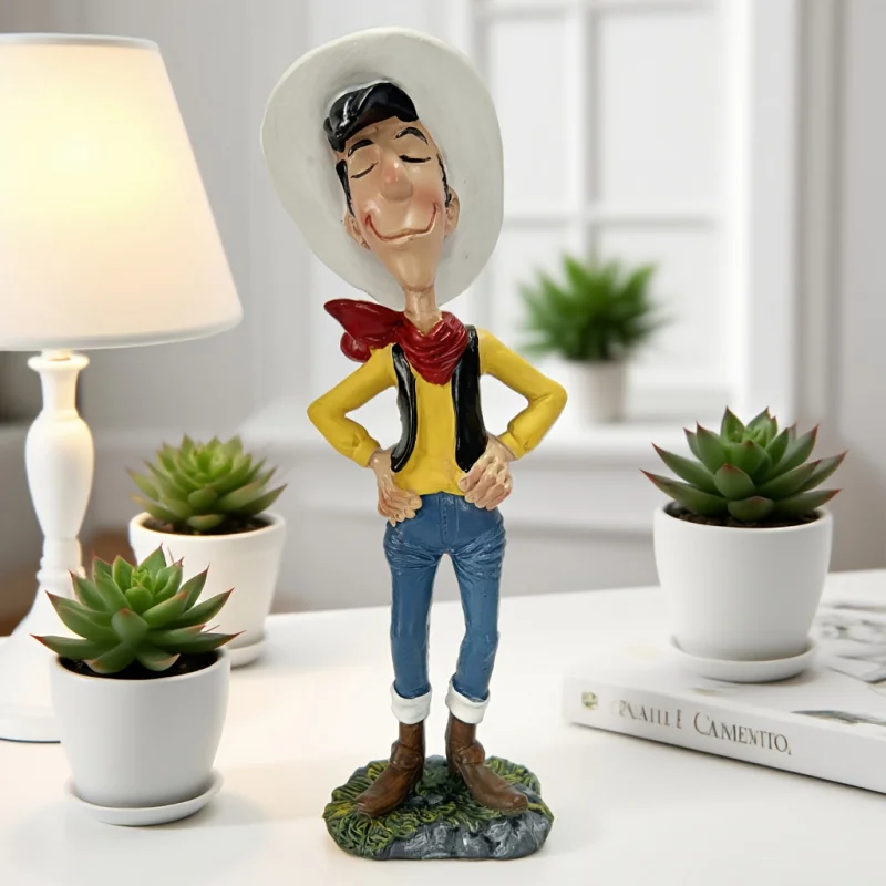 Vintage Western Cowboy Figurine Sculpture for Home and Office Decor