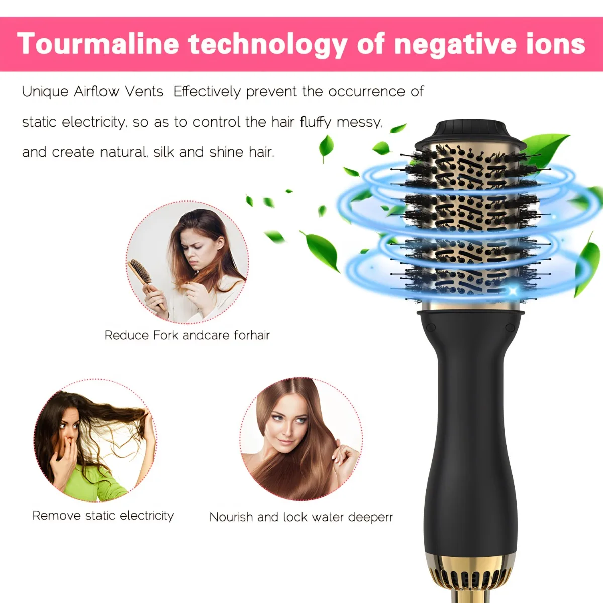 4 In 1 Hot Air Brush Styling Comb One-Step Heating Comb Hair Straightening Brush for Straight Curly Professional Hair Dryers 5