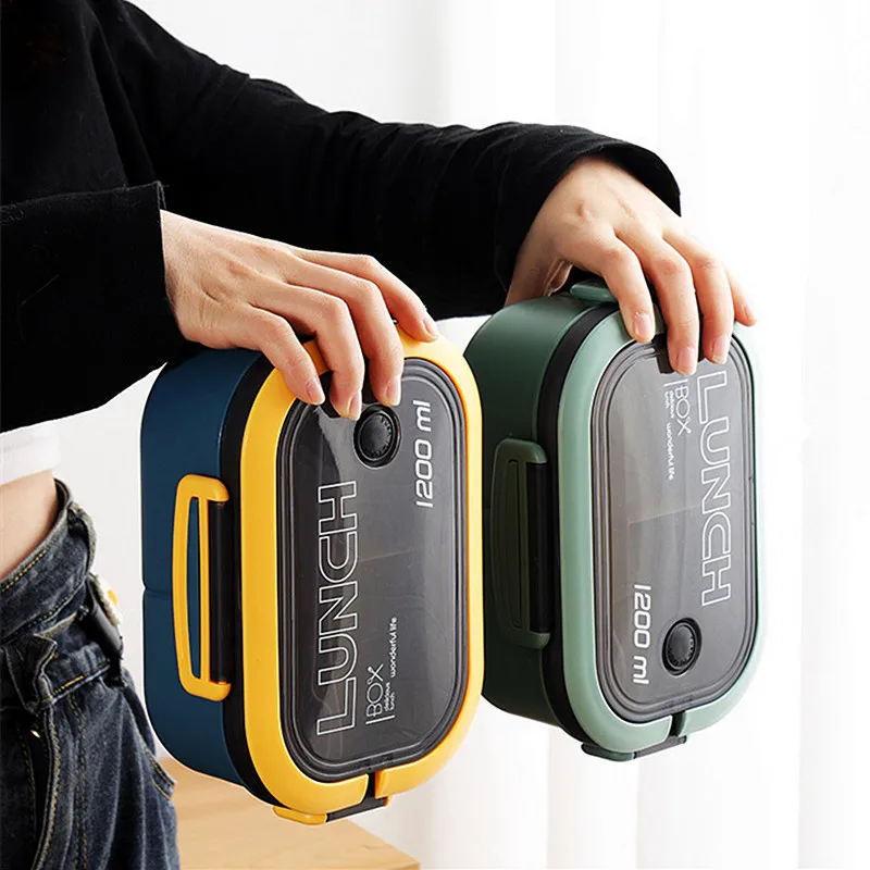 Double-layer Lunch Box Student Office Worker Bento Box Outdoor Picnic Fruit Food Container Light Salad Reducing Meal Lunch Bags - 4