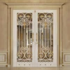 Villa High-end Luxury Factory Sell Custom Forged America European Craft Glass Security Double-open Iron Steel Entrance Gate Door 6