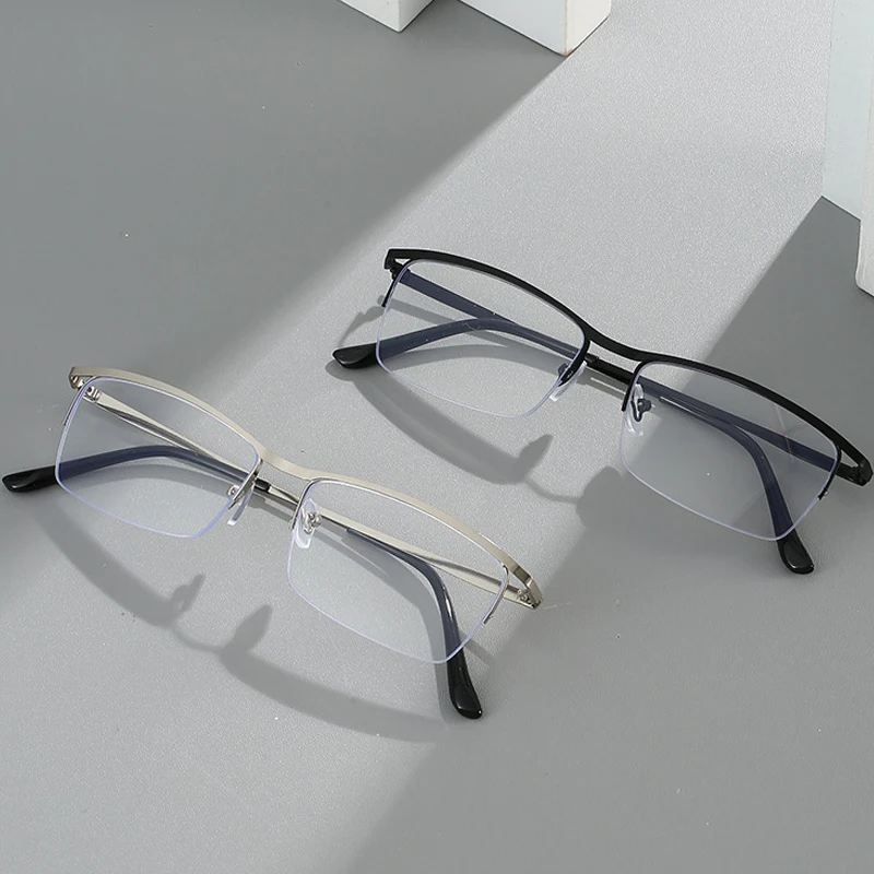 Business Men Myopia Glasses Fashion Trendy Metal Half Frame Nearsighted Eyeglasses Optical Prescription Eyewear Diopter To -6.0 3