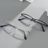 Business Men Myopia Glasses Fashion Trendy Metal Half Frame Nearsighted Eyeglasses Optical Prescription Eyewear Diopter To -6.0 3