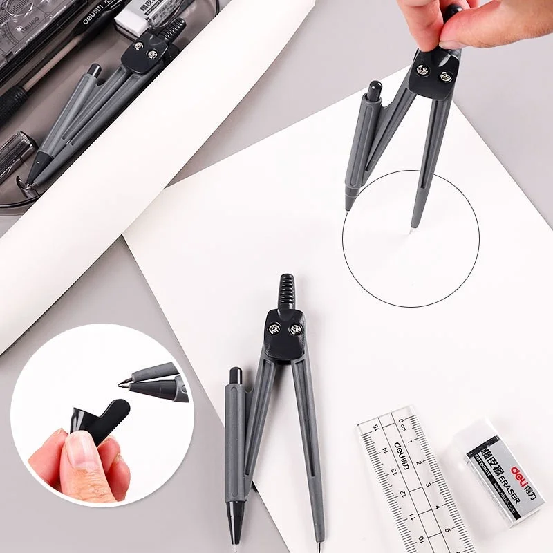 DELI Drafting Set 8pcs Drawing Tools Straight Rulers Protractor Compass Mathmatic Geomentry Set