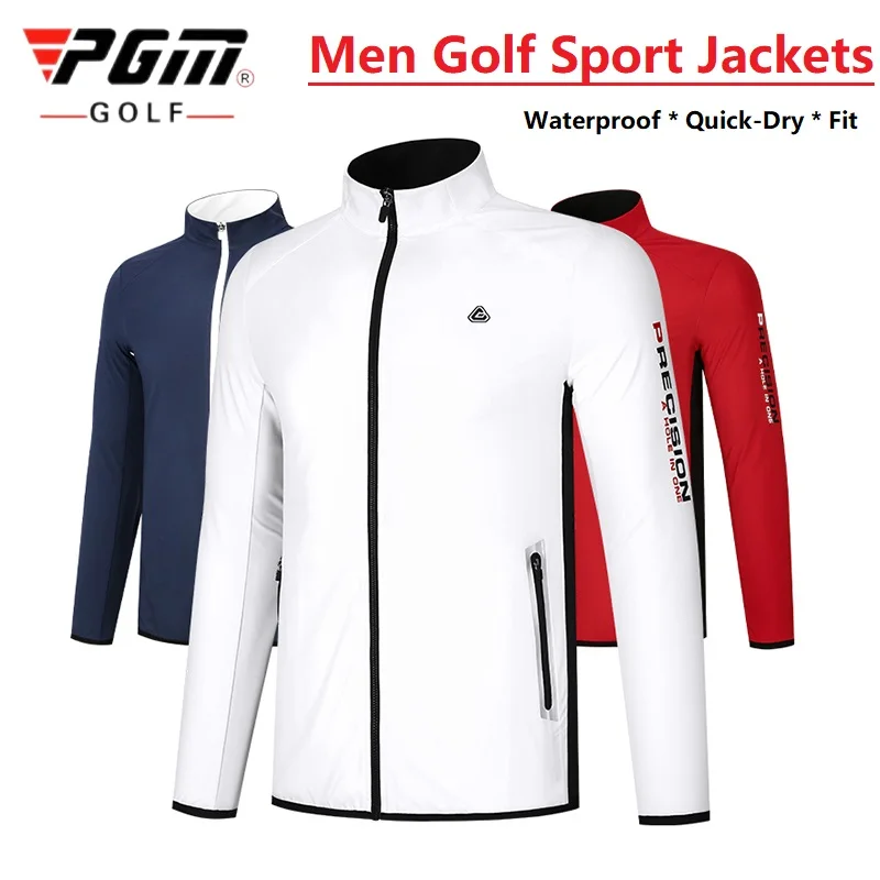 Pgm Men Fitness Golf Jacket Zip Cardigan Waterproof QuicK-Dry Outdoor Golf Top Gym Sports Long Sleeve Fit Coat Windbreaker