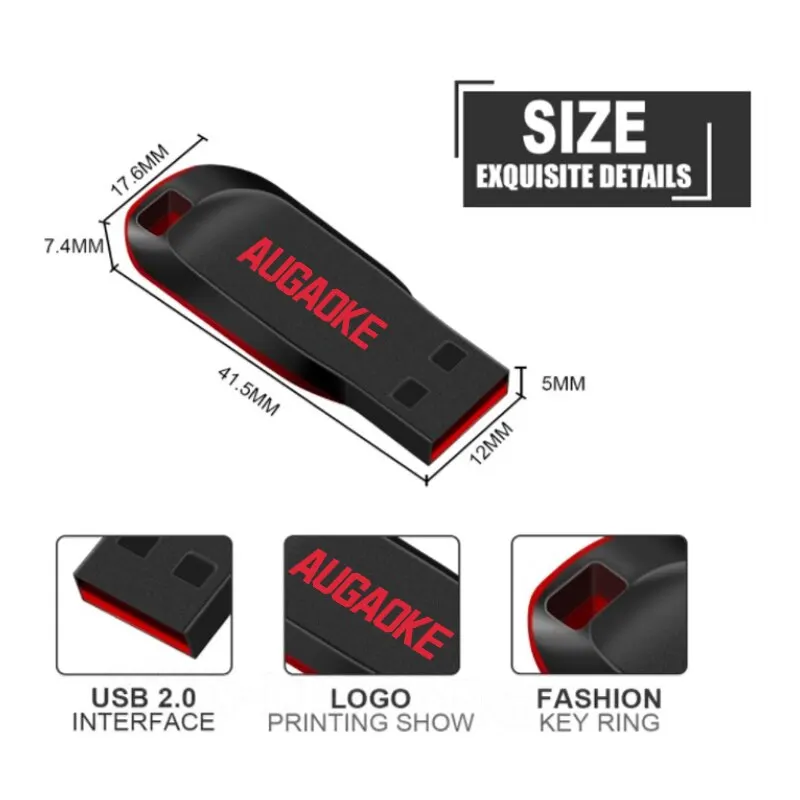AUGAOKE USB Flash Drive 32GB 64GB 128GB for PC High Speed USB Flash Drive 128GB USB 2.0 TYPE-C 32GB 64GB 128GB Pen Drive — view 2