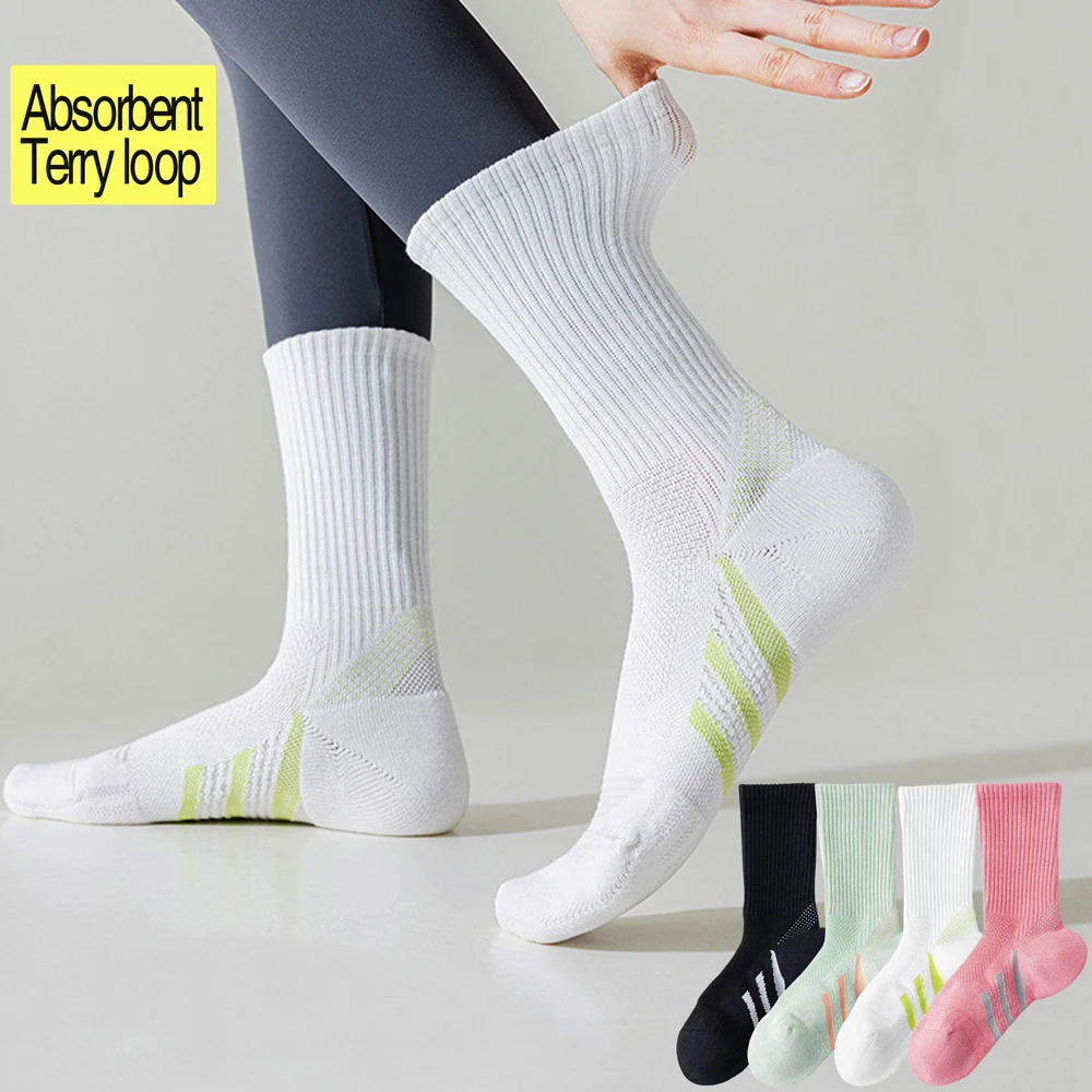 Arch Support Mid-Calf Socks Badminton/Tennis/Fitness Shock Absorbing Performance 1/2Pairs