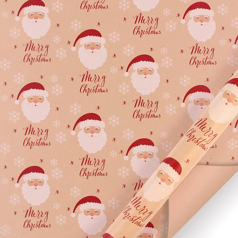 50cmx70cm Kraft Paper Sheets With Santa Claus for Gift Packaging Christmas  Wrapping Paper Coated Paper Classic Gift Paper - AliExpress