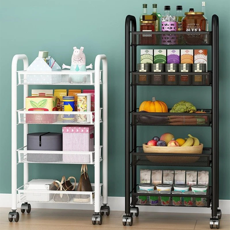 Trolley Kitchen Shelf Floor to ceiling Multi layer Bedroom Snack Storage Shelf Vegetable Book Fruit Organizer