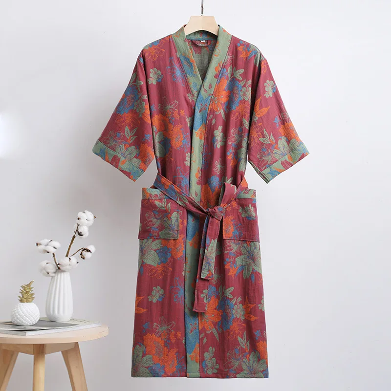 New Summer Men's  Robe Soft Cotton Bathrobe Dark Grey Half Sleeve Solid Robe Big Size XL Fashion Elegant Kimono for Gentleman