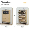 Shoe Storage Cabinet Set of 2 with 3 Flip Drawers Freestanding Narrow Shoe Cabinets Slim Shoe Racks Cabinet 5