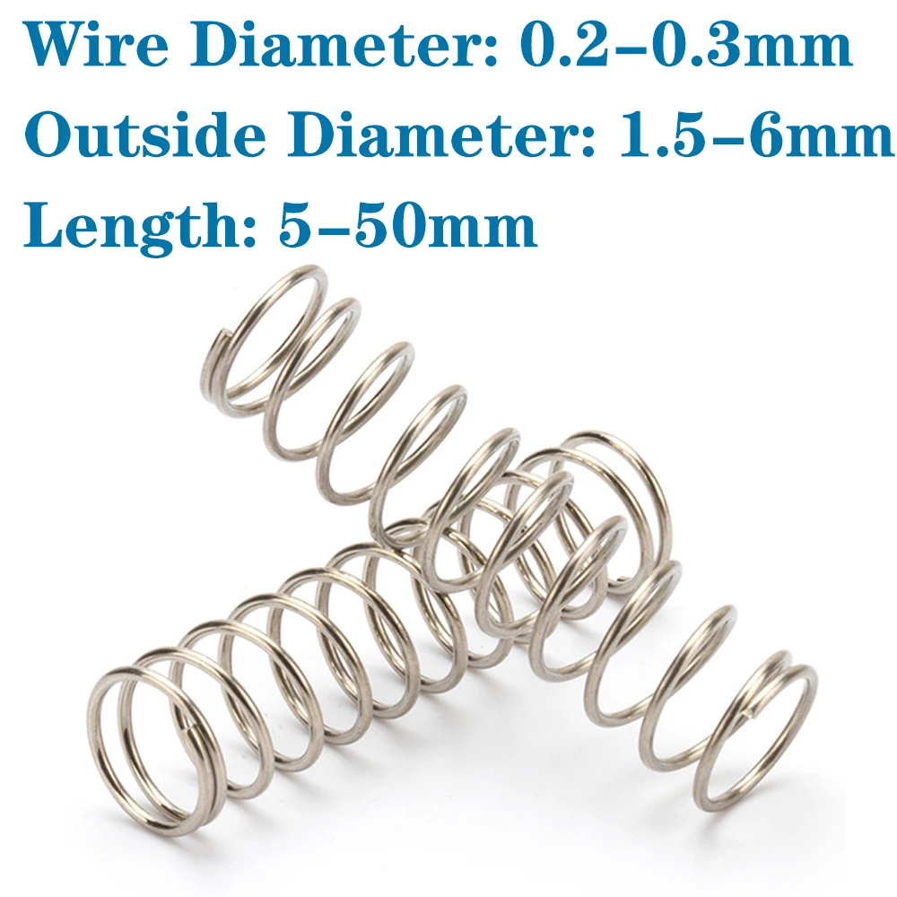 10Pcs Compression Spring Return Spring Steel Wire 304 Stainless Steel Diameter 0.20.3mm Outside