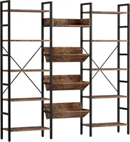 Bookcases and Bookshelves Triple Wide 5 Tiers Industrial Bookshelf, Large Bookshelf Open 1