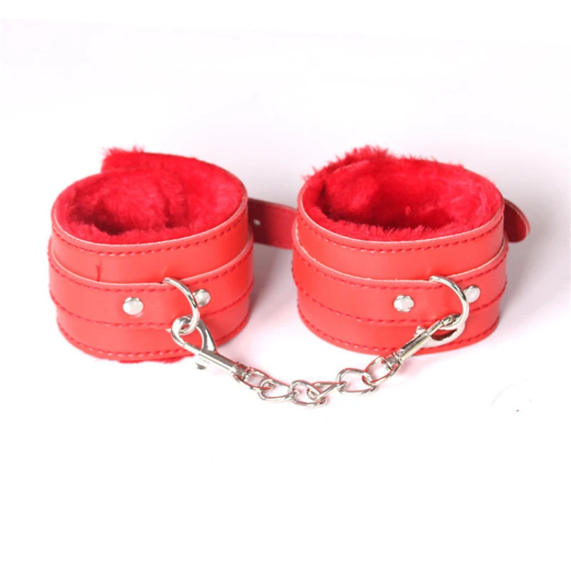 1 Pair Sexy Hand Wrap PU Leather Plush Handcuff role play Bdsm Bondage Slave Game Sex Toys for Couple Erotic Soft Handcuff