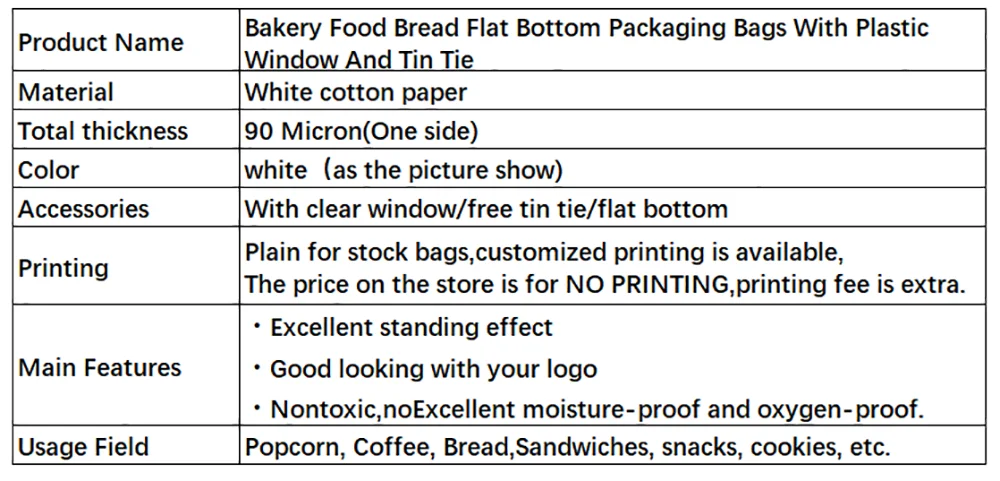 50PCS Bakery Takeaway Toast Bags with Clear Window, Kraft Paper Gusset Tin Tie Bread Ha... - SKU BTTB1930 - UGI Packaging