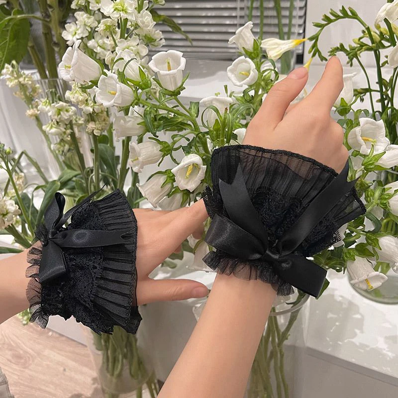 

1Pair Cute Bow Lace Decorative Cuff JK Lolita Horn Sleeve Nail Showing Posing Sleeve DIY Shooting Background Prop