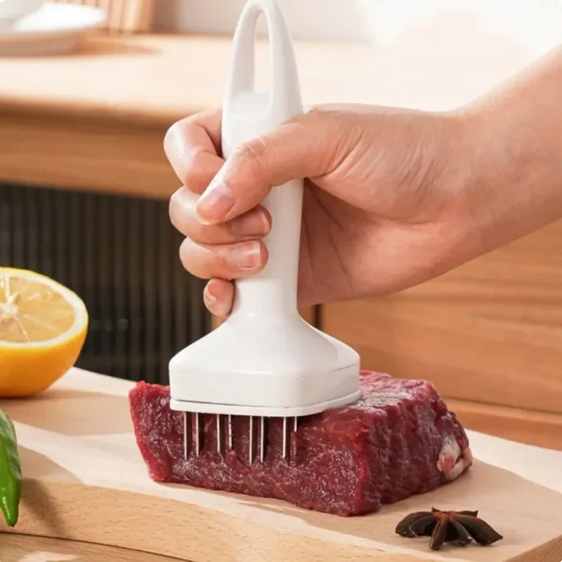 Meat Tenderizer Meat Hammer Meat Tenderizer Stainless Steel Meat Looser 24 Needle Automatic Spring Hammer Rib Breaking Perforator Kitchen Gadgets