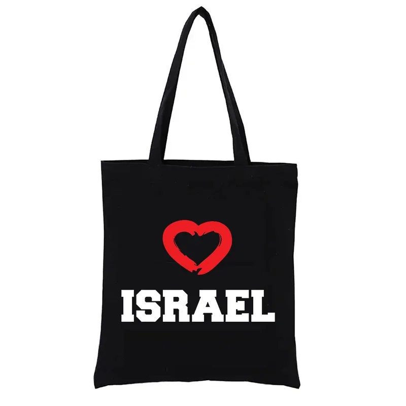 

Hebrew and Heart Pattern Canvas Shopping Bag Eco Bags Totebag Funny Fashion Casual Women's Handbag Shopper Handbags Tote Hand