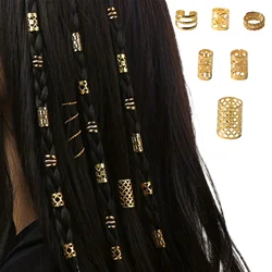90pcs Hollow Braids Hair Rings Golden Metal Dreadlock Hair Cuff Pins Different Length Hair Rings For Women Girls