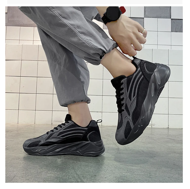 Mode maille décontracté Lac-up hommes léger vulcaniser chaussure marche baskets homme course chaussures de sport_voghion.com