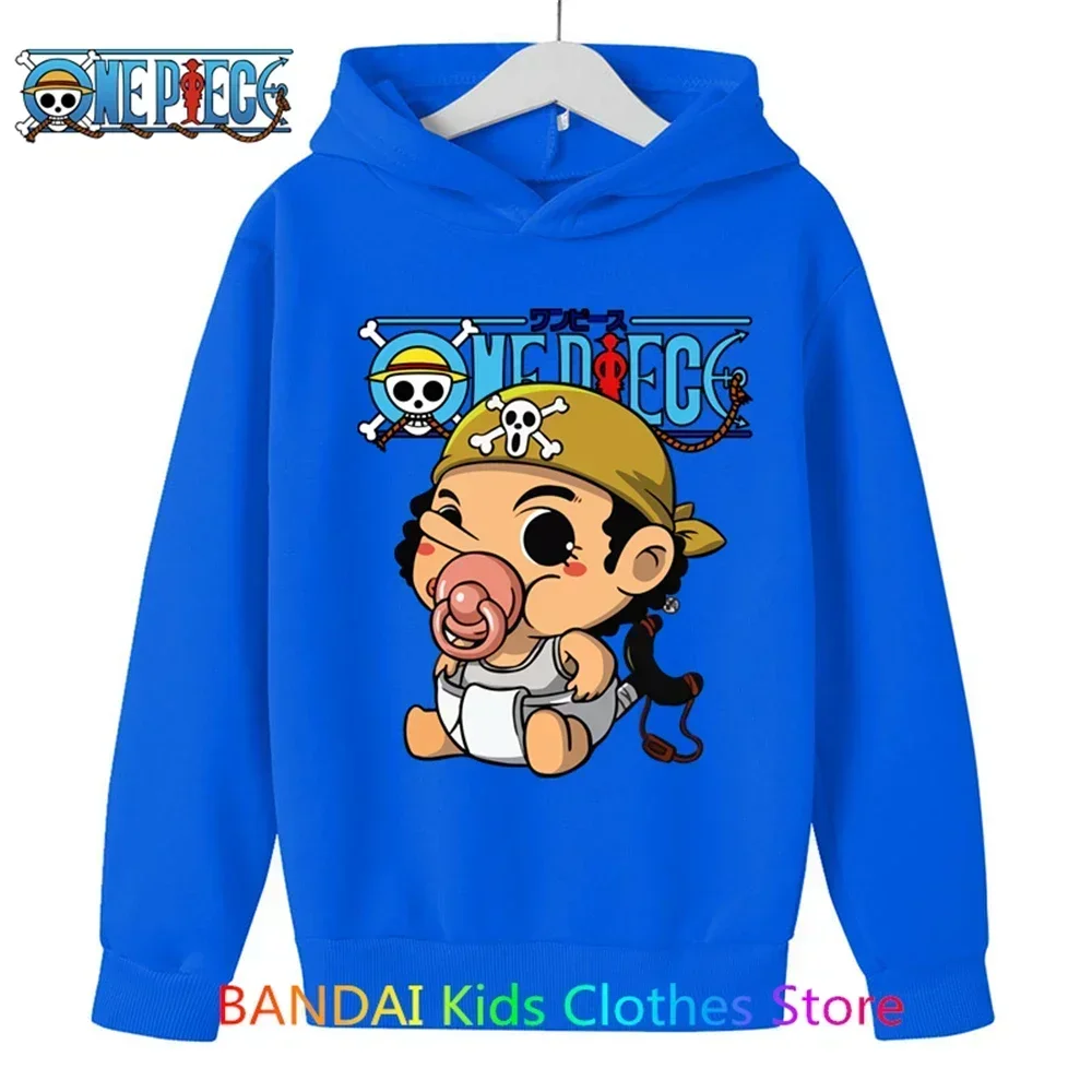 

New One Piece Hoodie Kids Luffy Printing Cool Boys Casual Clothes Cartoon Anime Harajuku Girls Sportswear