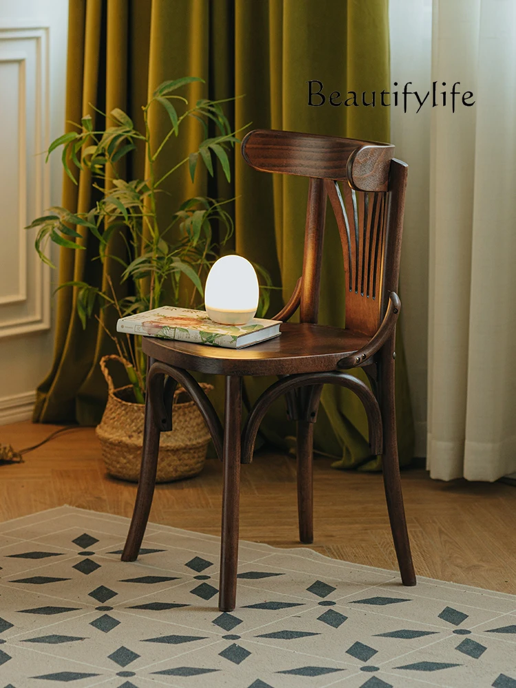 

French Simplicity Armchair Nordic Retro Backrest Solid Wood Chair