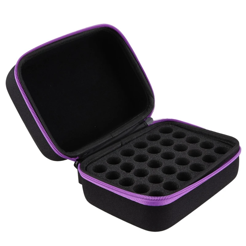 

2X 6Colors Essential Oil Case 30 Bottles 10Ml Perfume Oil Essential Oil Box Travel Portable Bag Purple