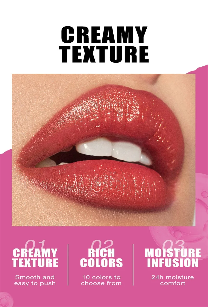 Glitzer Diamant Lippenstift Wasserfest Langanhaltend Feuchtigkeitsspendend_voghion.com