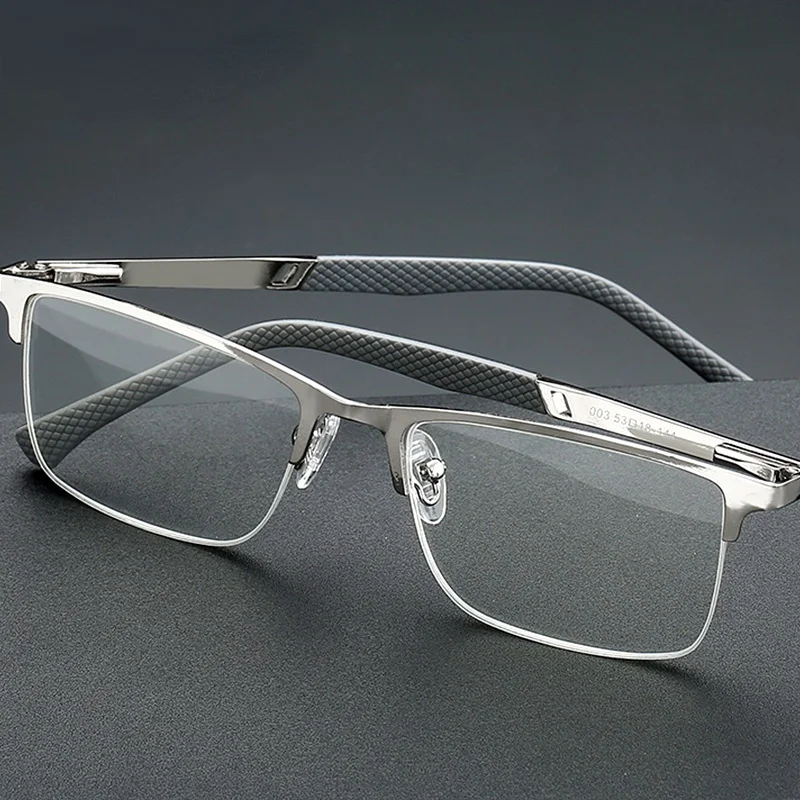 Reading Glasses Men's Business Reading Lens Metal Frame Optical Anti Blue Light Presbyopia Glasses +0.5 To +4.0