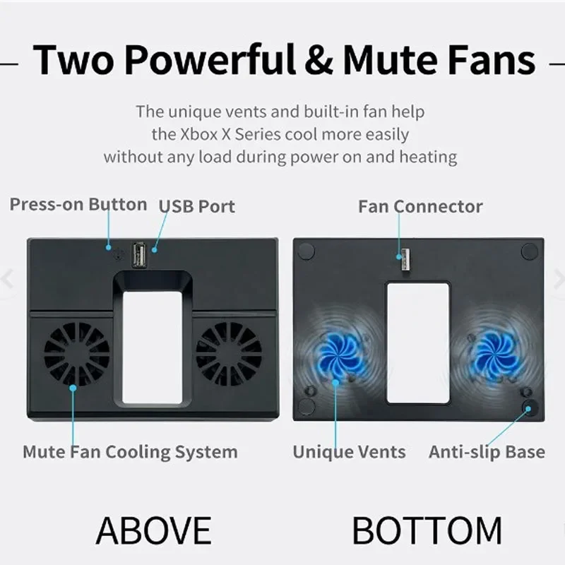 Xbox Series X Console Cooling Fan Dock Station Slim Vertical Stand Host Side Radiator Usb Game Cooler For Xbox game Console cooling fan,gaming cooling fan