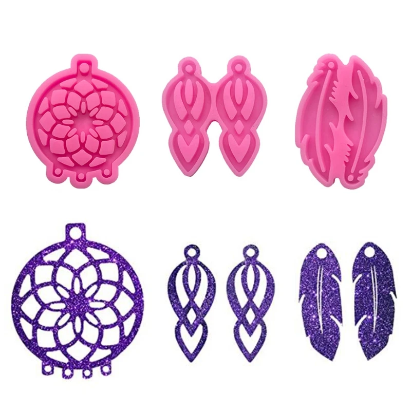 

5 Pcs Keychain Epoxy Resin Mold Car Pendant Silicone Mould N58F