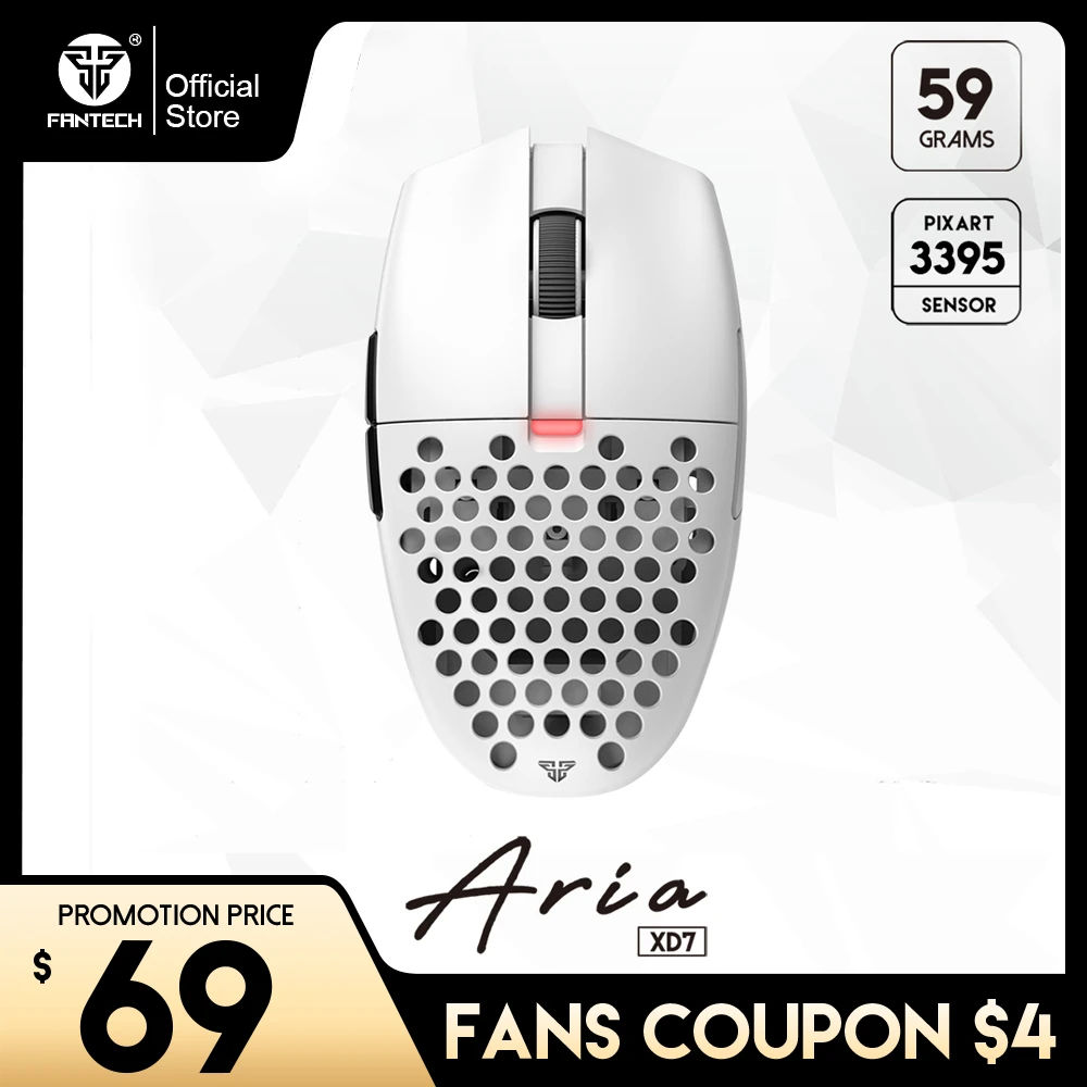 FANTECH ARIA XD7 Gaming Mouse 59g Mouse PIXART 3395 Wired and Wireless  Mouse GM8.0 TTC Gold Encoder for Mouse PC Gamer