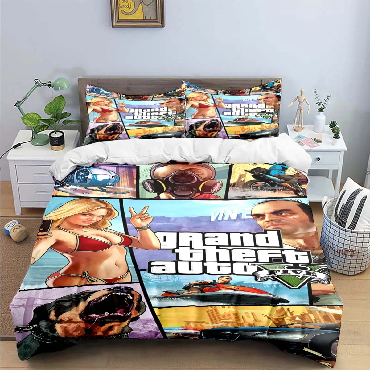 Fashion Classic Exciting Game G-GTA Print Bedding Sets Bed Supplies Set Duvet Cover Bed Comforter Set Bedding Set Luxury Gift 6