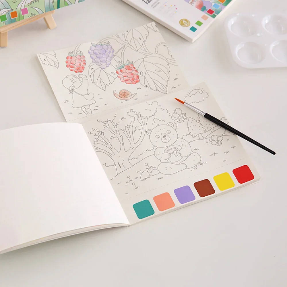 20Sheets Creative Watercolor Painting Book for Kids Fairy Tale Animal Flowers Gouache Graffiti Drawing Picture Children DIY Toys 3