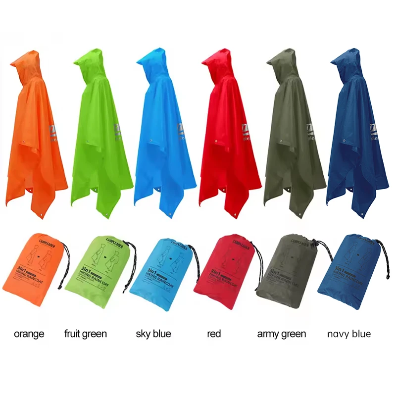 3 In 1 Waterproof Raincoat Lightweight Outdoor Hiking Rain Poncho Rain Jacket Cover Sun Shelter Camping Hiking Cycling Climbing 2
